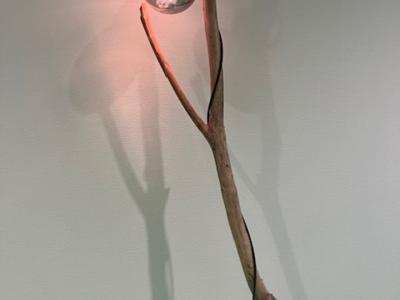 Staande houten lamp (handgemaakt)